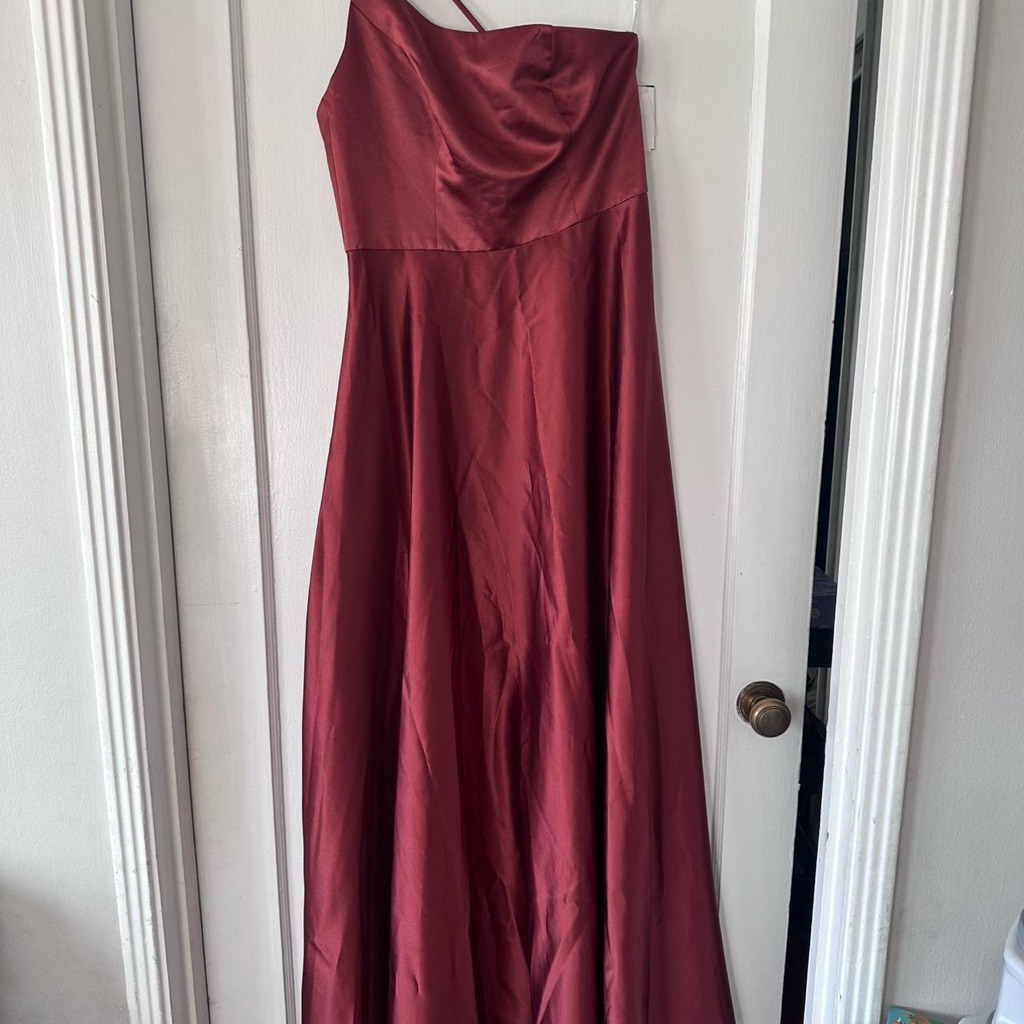 David's Bridal One Shoulder Dress In Cinnamon